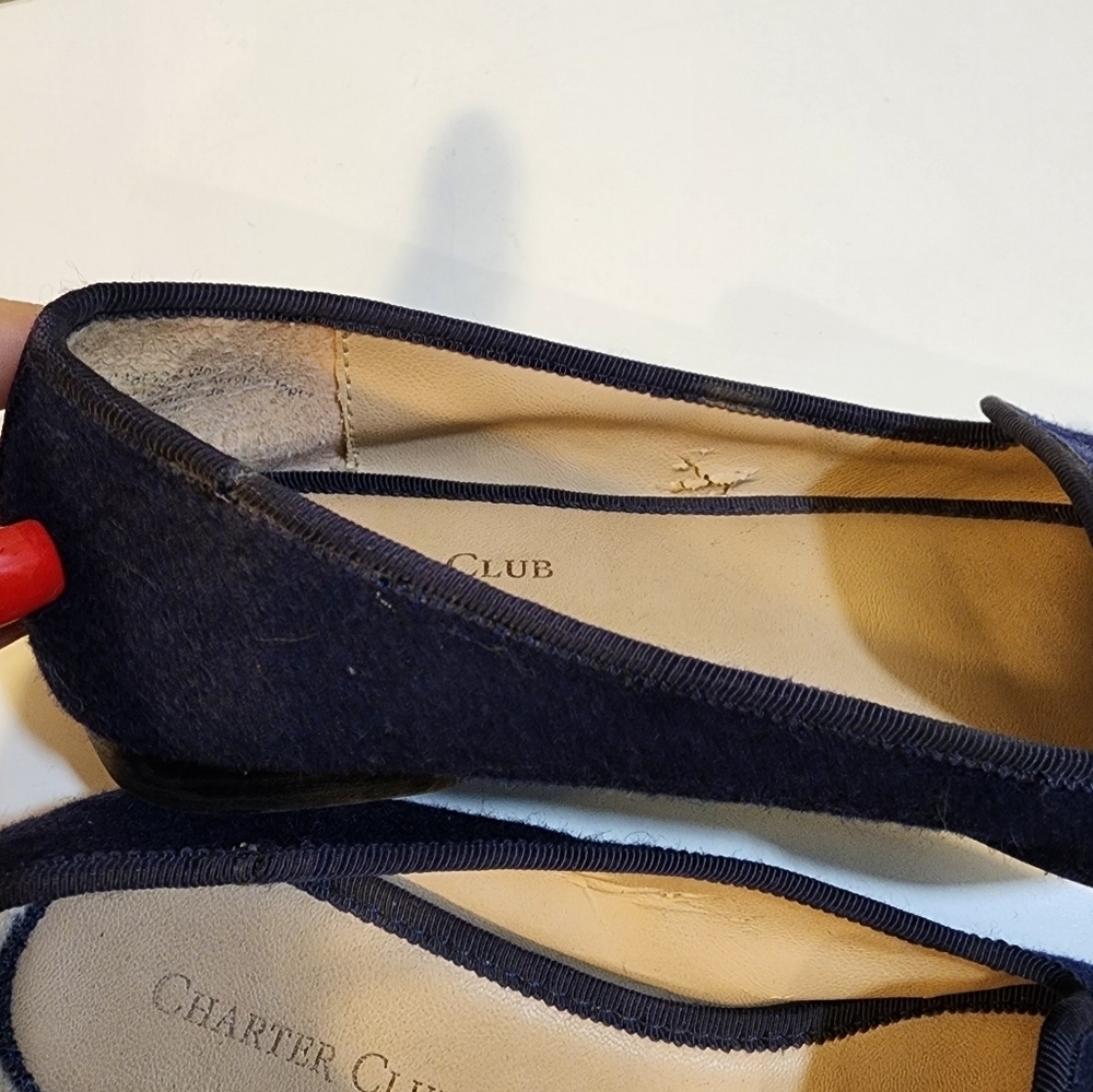 Charter Club navy Femmiie Slip On Smoking Loafers Women's Size 6M - Picture 3 of 13